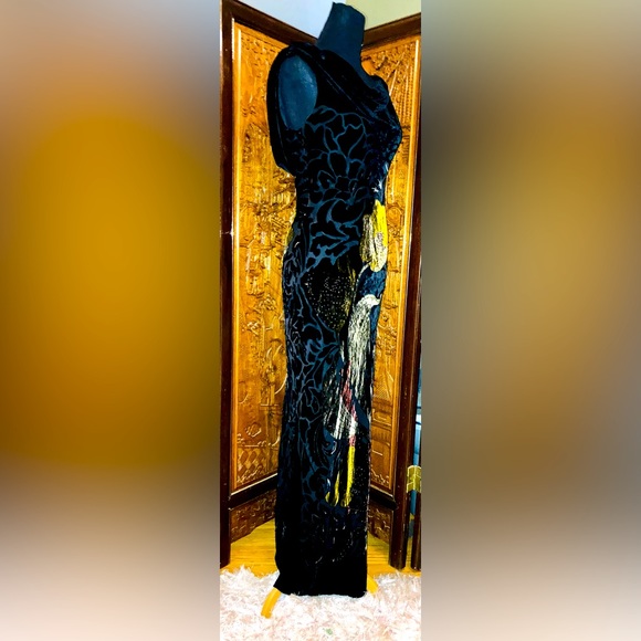 NWT Sue Wong Nocturne Velvet Burnout Beaded Gown - Picture 6 of 9